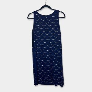DIANE VON FURSTENBERG Mini Dress Size 6 Navy Black Scalloped Jewel Design GUC